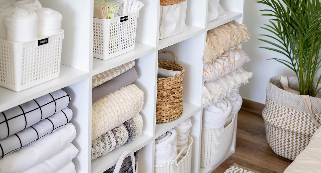 Fresh towels and sparkling bathroom after a professional clean